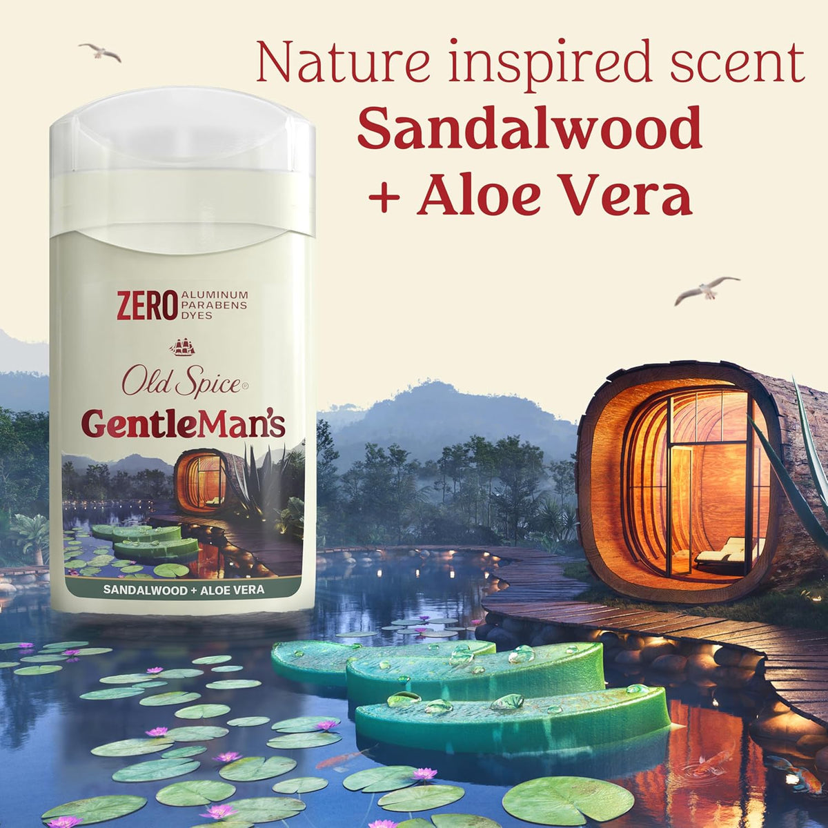 Old Spice GentleMan's Dry Feel Aluminum Free Deodorant Streamlined Stick for Uncluttered Bathroom Counters