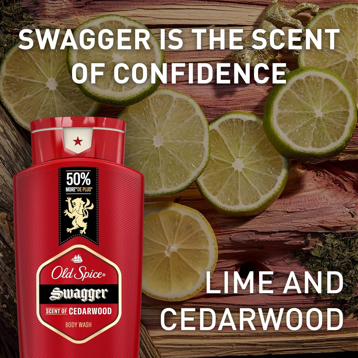 Old Spice Swagger Body Wash 3X Defense 24 oz 6 Pack, Long Lasting Cedarwood Fragrance for Mindful Morning Grooming and Gym Reset