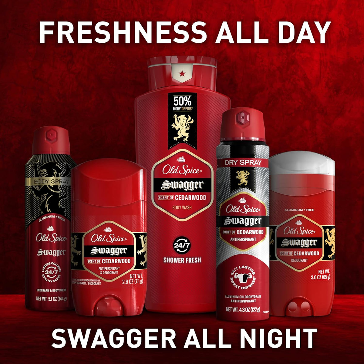 Old Spice Swagger Body Wash 3X Defense 24 oz 6 Pack, Long Lasting Cedarwood Fragrance for Mindful Morning Grooming and Gym Reset