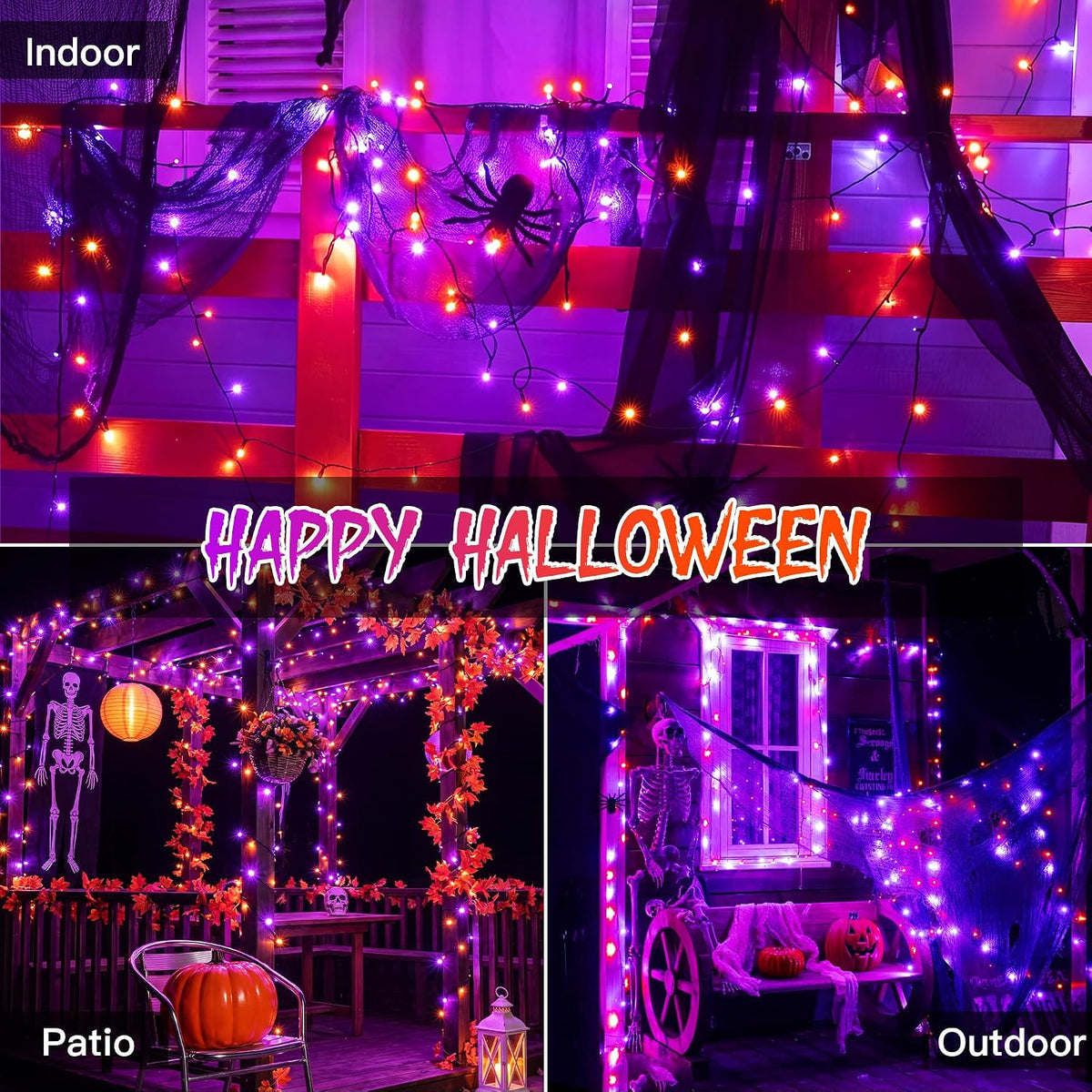 Ollny Halloween String Lights – Backyard Party and Campfire Glow, Portable 100 LED Set