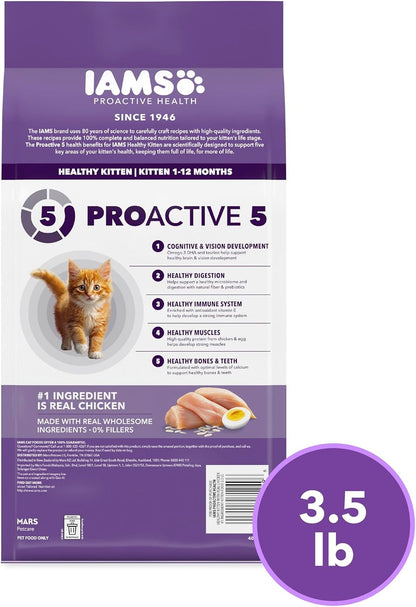 IAMS Proactive Health Healthy Kitten Dry Cat Food for Worry-Free Kitchen Care, Chicken Growth Formula