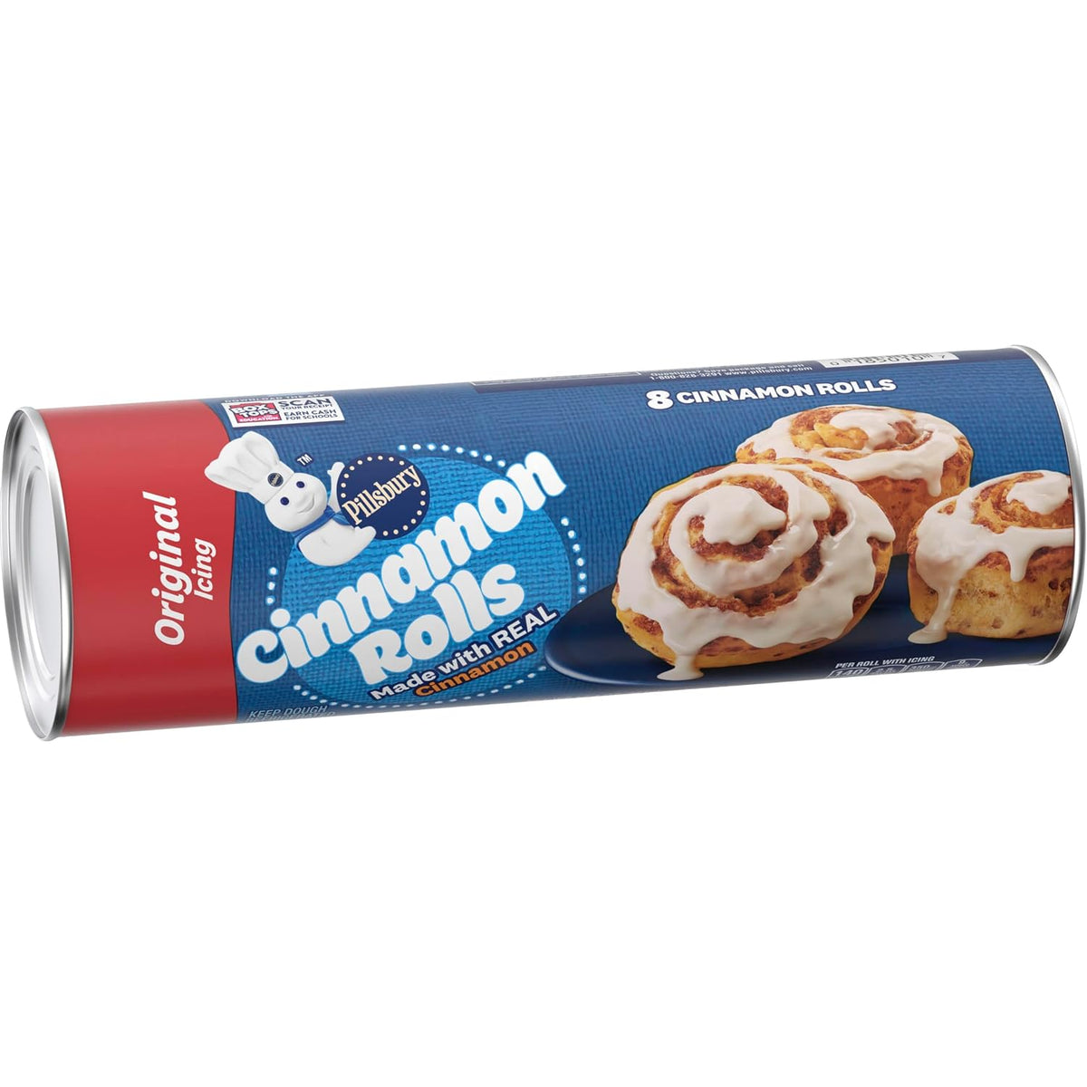 one 12.4-oz can of refrigerated cinnamon roll dough makes eight rolls