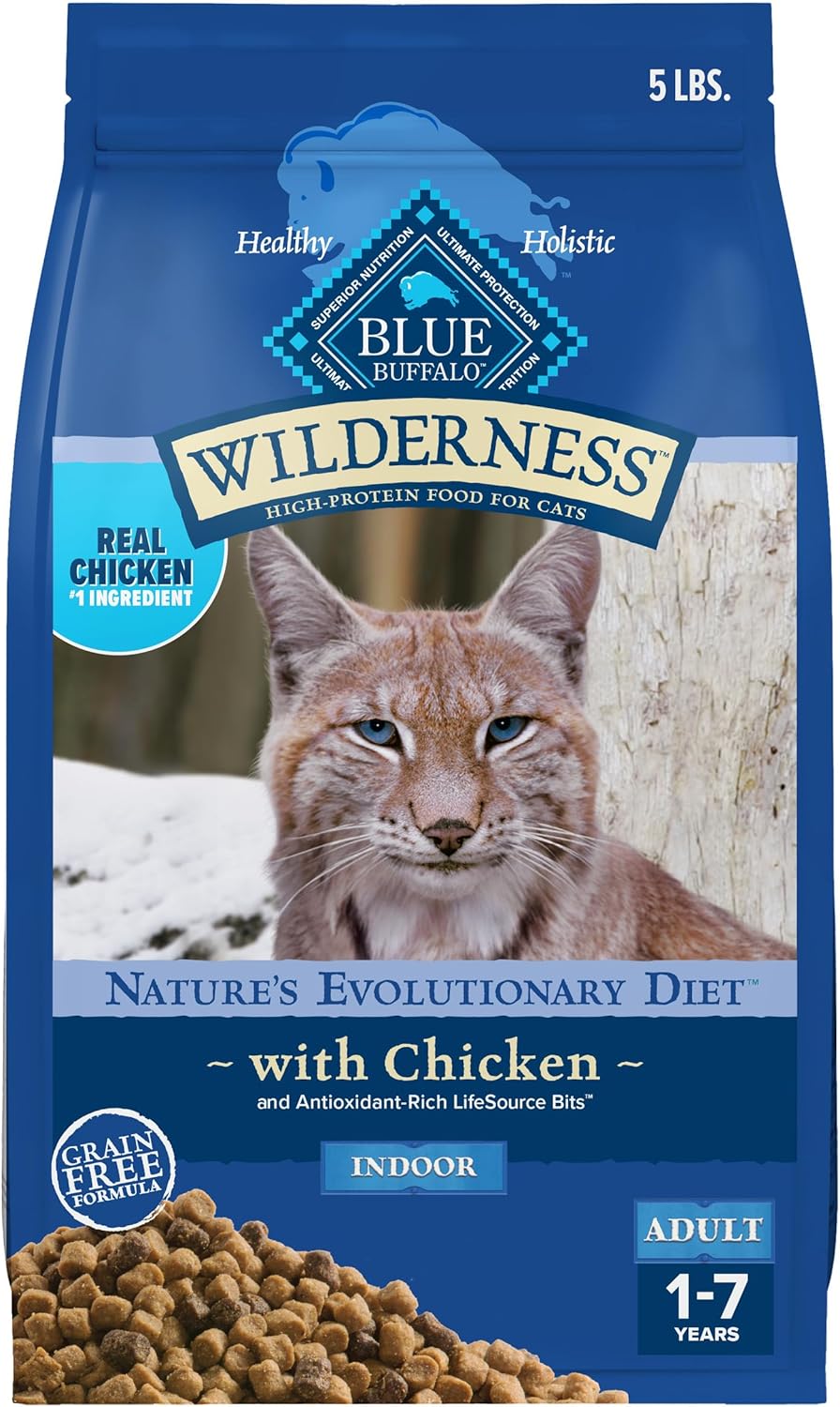 one 5-pound bag of dry kibble for adult indoor cats