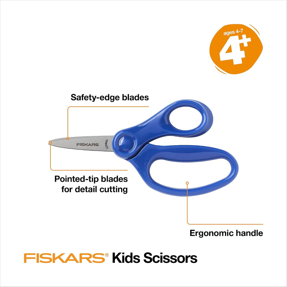 optimized blade opening angle that helps children open scissors without losing grip