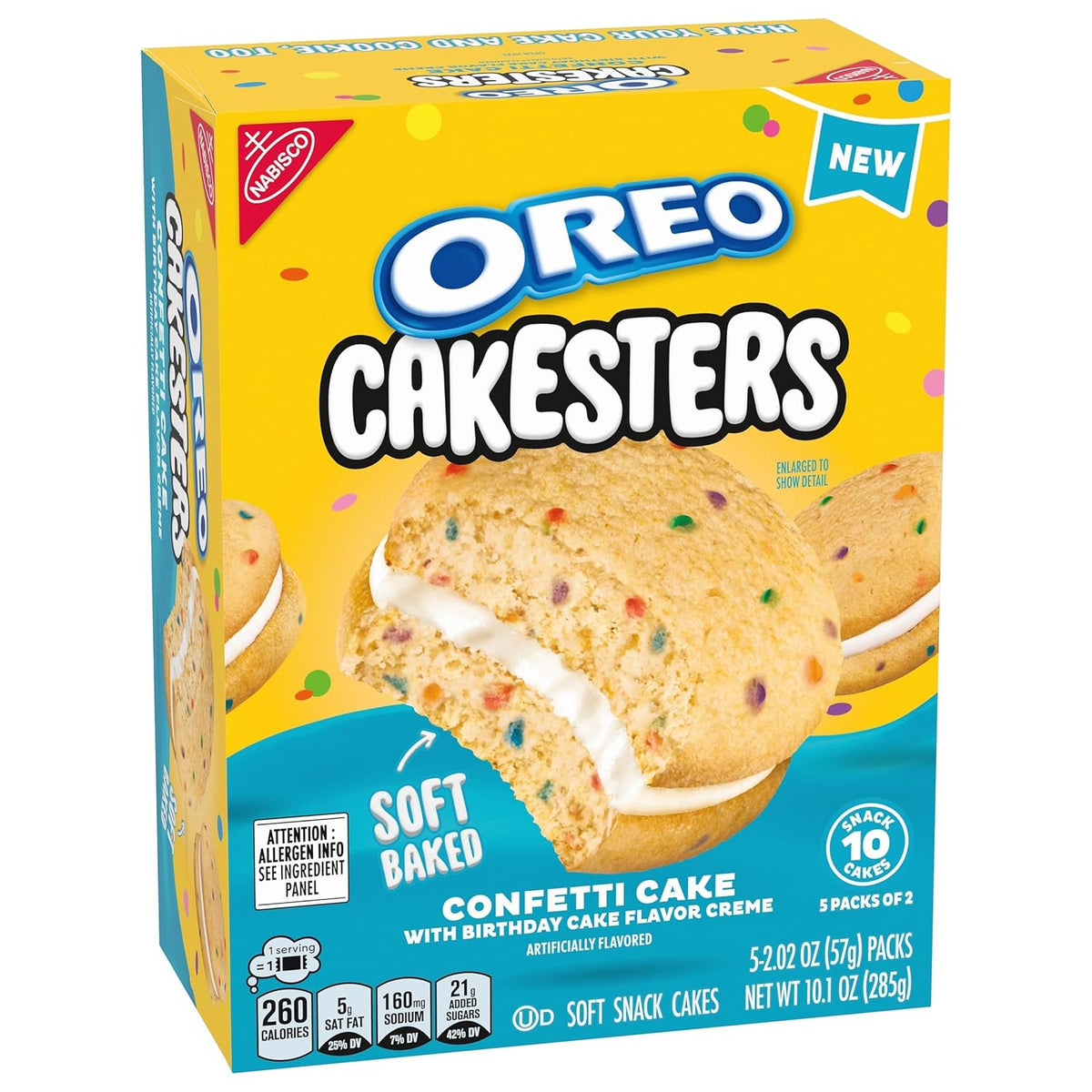 OREO Cakesters Confetti Cake Soft Snack Cakes – After-School Snack for Kids Age 4 and Up, 5 Soft-Baked Snack Packs