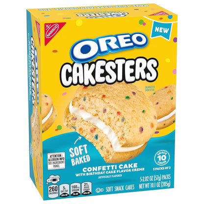 OREO Cakesters Confetti Cake Soft Snack Cakes – After-School Snack for Kids Age 4 and Up, 5 Soft-Baked Snack Packs