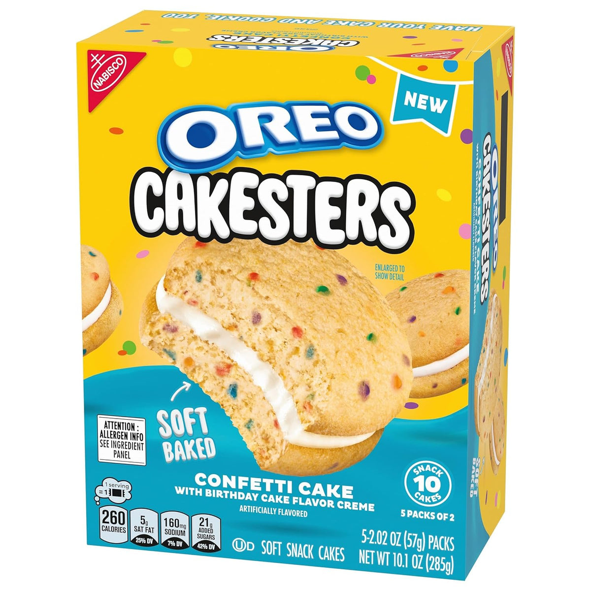 OREO Cakesters Confetti Cake Soft Snack Cakes – After-School Snack for Kids Age 4 and Up, 5 Soft-Baked Snack Packs