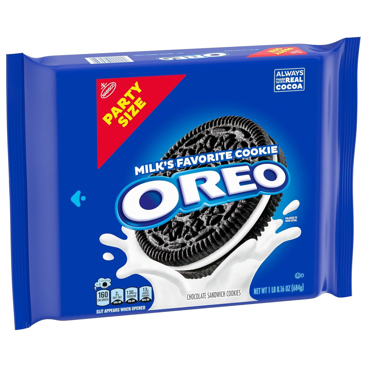 OREO Chocolate Sandwich Cookies, Party Size 24.16 oz – Desk Pantry Treat for Home Office Focus Breaks