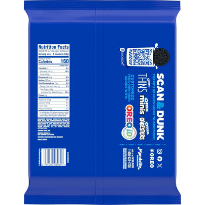 OREO Chocolate Sandwich Cookies, Party Size 24.16 oz – Desk Pantry Treat for Home Office Focus Breaks