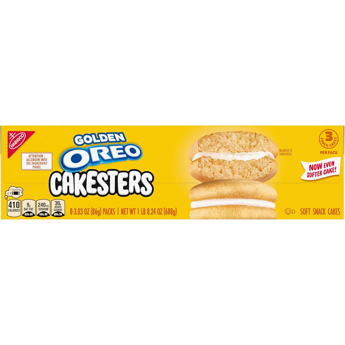 OREO Golden Cakesters – Break Room and Conference Room Snack Packs for the Whole Team, Individually Wrapped 8-Pack