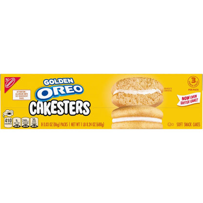 OREO Golden Cakesters – Break Room and Conference Room Snack Packs for the Whole Team, Individually Wrapped 8-Pack