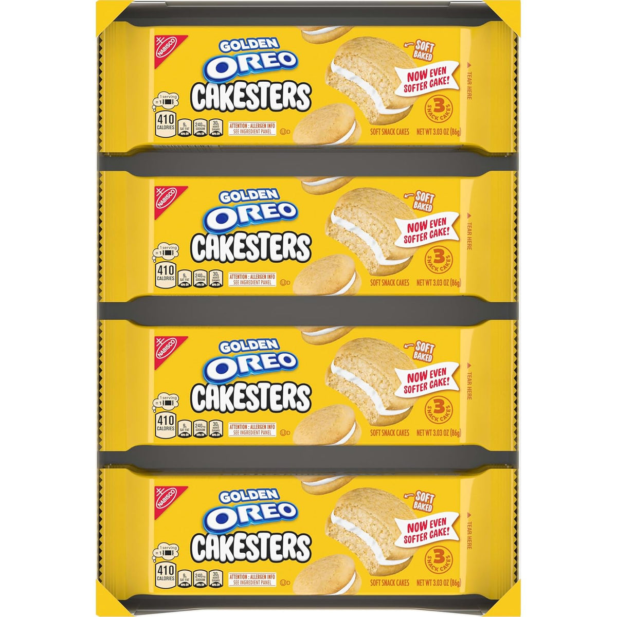 OREO Golden Cakesters – Break Room and Conference Room Snack Packs for the Whole Team, Individually Wrapped 8-Pack