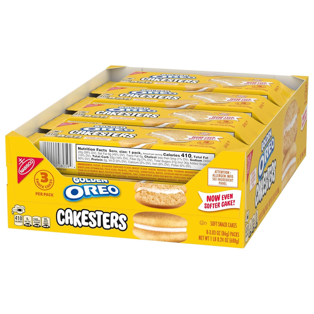 OREO Golden Cakesters – Break Room and Conference Room Snack Packs for the Whole Team, Individually Wrapped 8-Pack