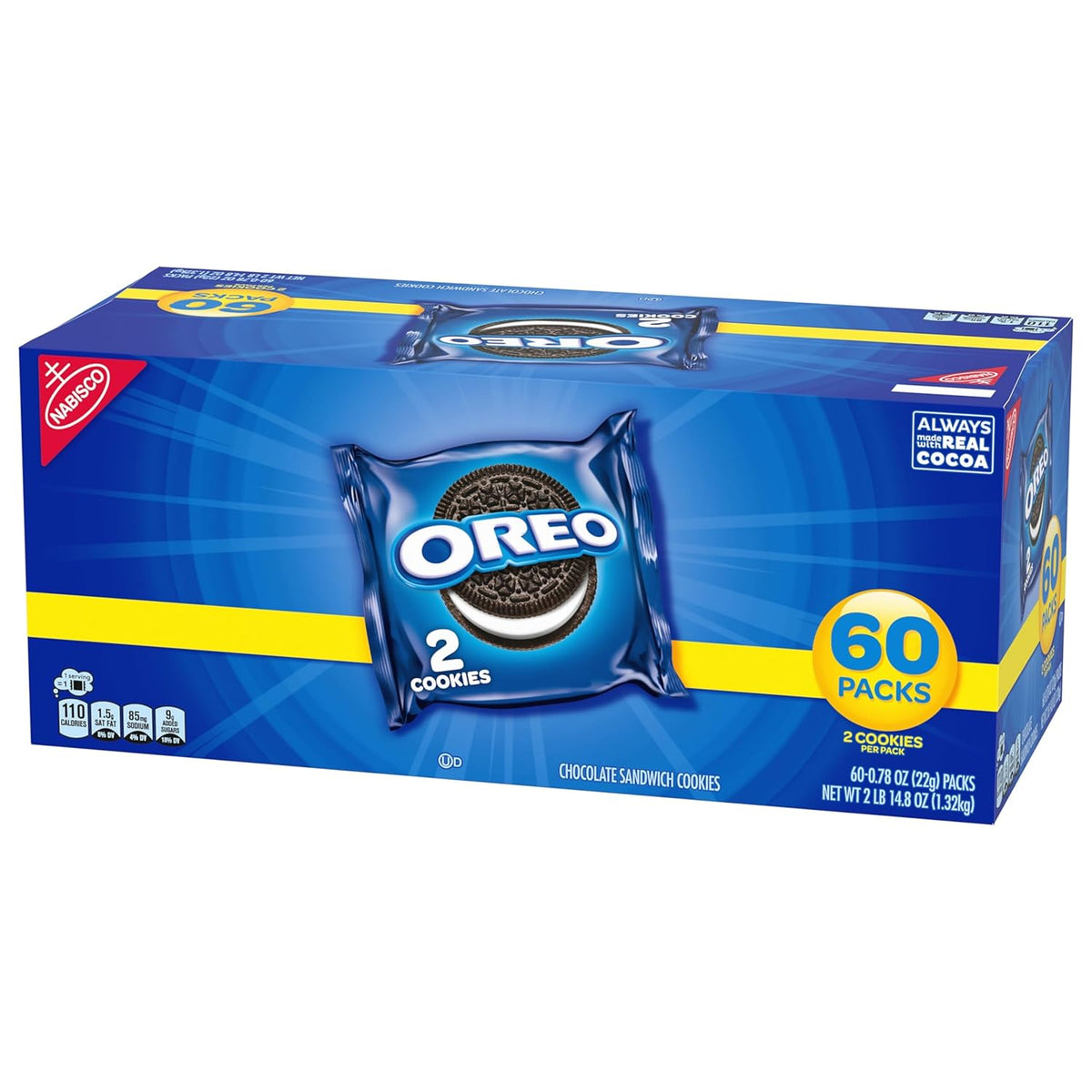 OREO Kosher Cookies, 60-Count Bulk Snack Packs for Workplace Pantries and Shared Breakroom Stocking