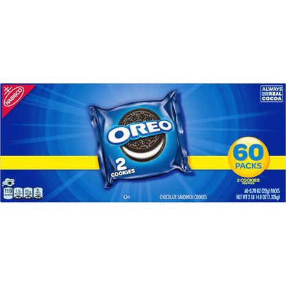 OREO Kosher Cookies, 60-Count Bulk Snack Packs for Workplace Pantries and Shared Breakroom Stocking
