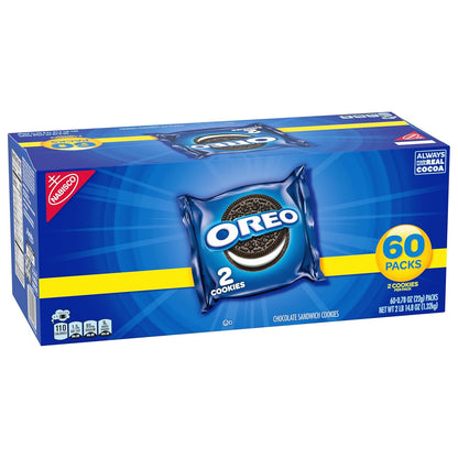 OREO Kosher Cookies, 60-Count Bulk Snack Packs for Workplace Pantries and Shared Breakroom Stocking
