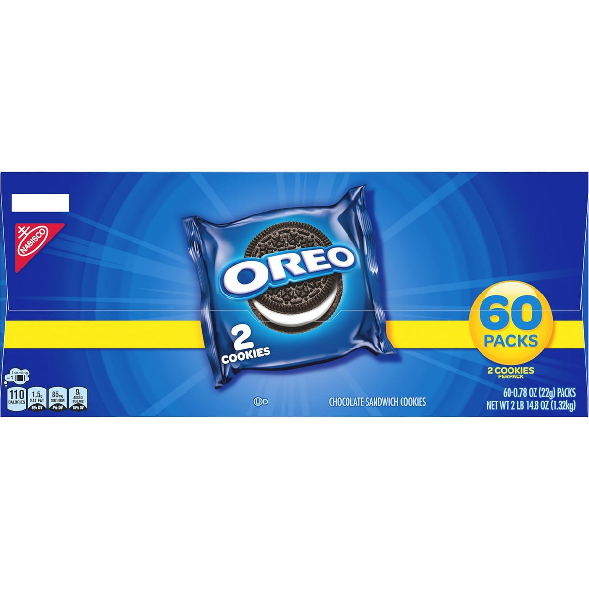 OREO Kosher Cookies, 60-Count Bulk Snack Packs for Workplace Pantries and Shared Breakroom Stocking
