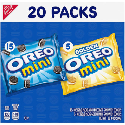 OREO Mini Mix Sandwich Cookies Variety Pack Birthday Gift for Kids Party Favors, Pre Portioned Snack Bags