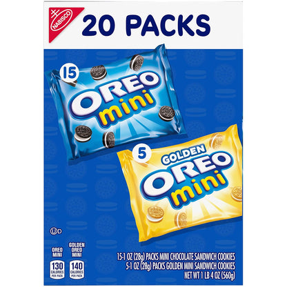 OREO Mini Mix Sandwich Cookies Variety Pack Birthday Gift for Kids Party Favors, Pre Portioned Snack Bags