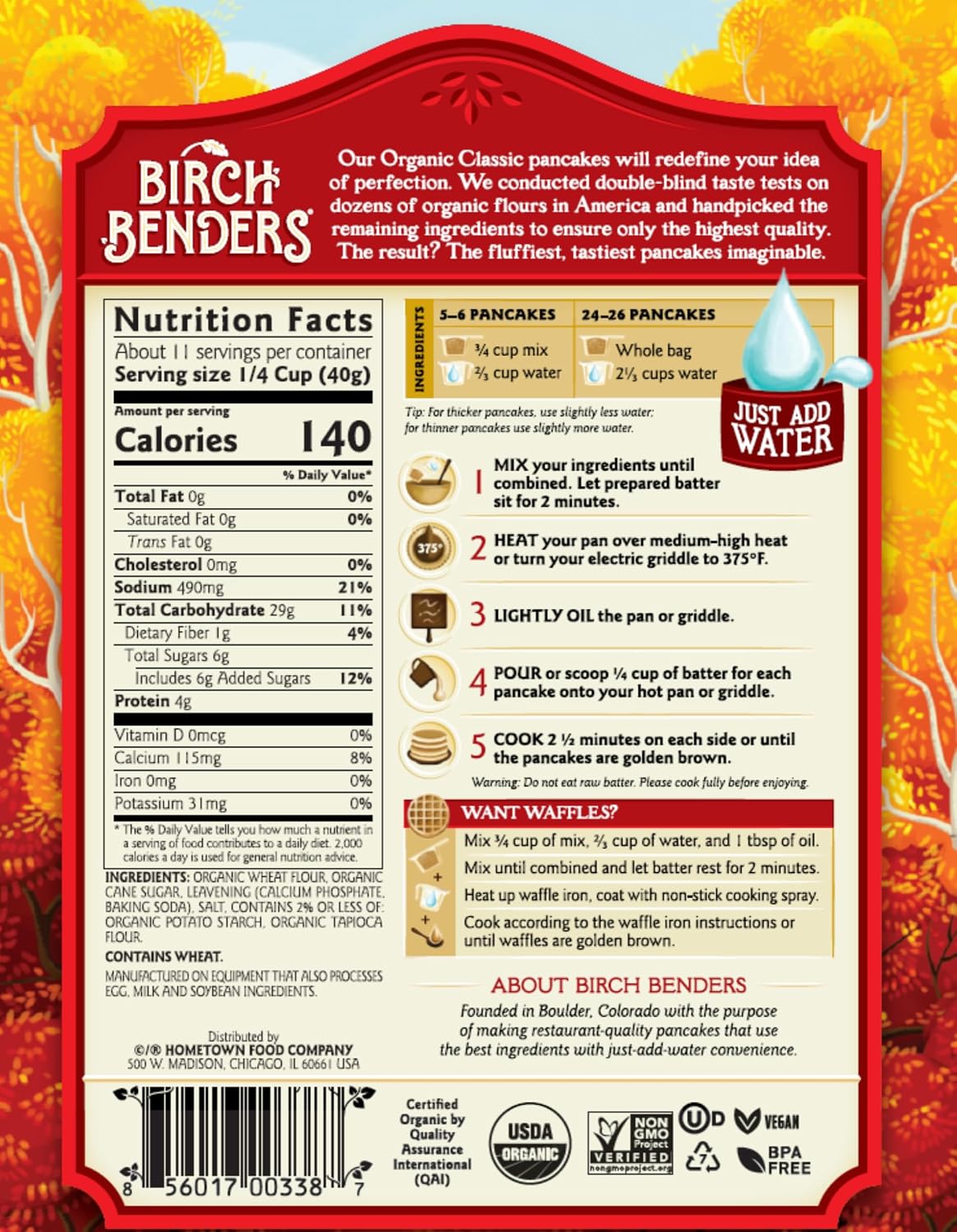 organic classic formulation made with organic wheat flour, organic cane sugar, calcium phosphate, baking soda, salt, potato starch, and tapioca flour