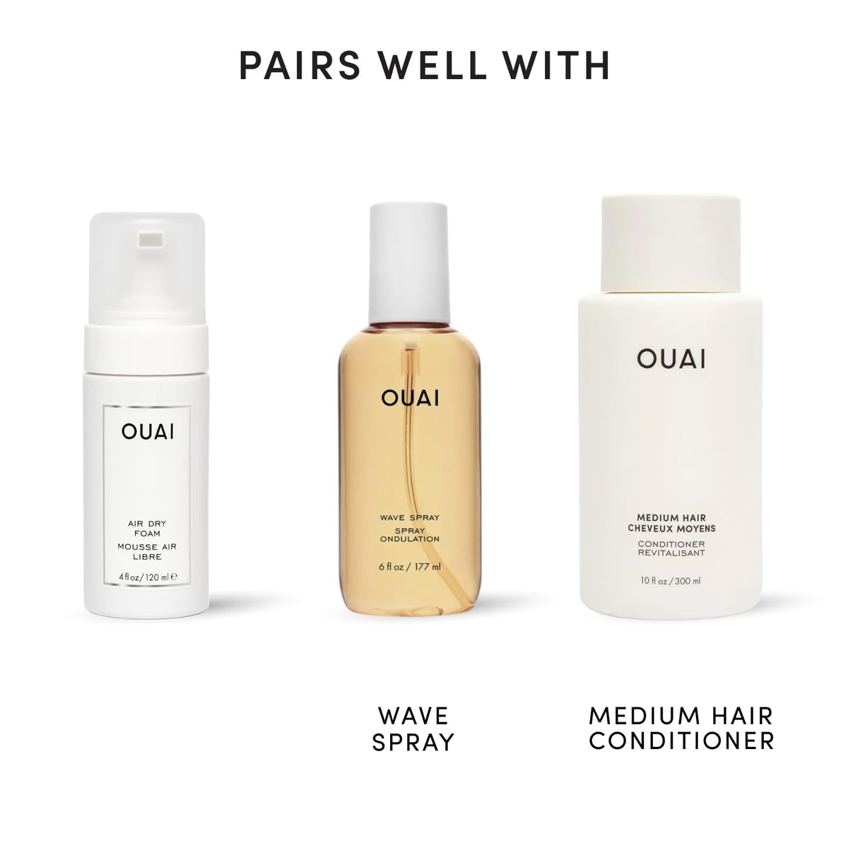 OUAI Air Dry Foam – Clean Routine Mousse for the Capsule Bathroom, Kale Protein Conditioning in One Pass