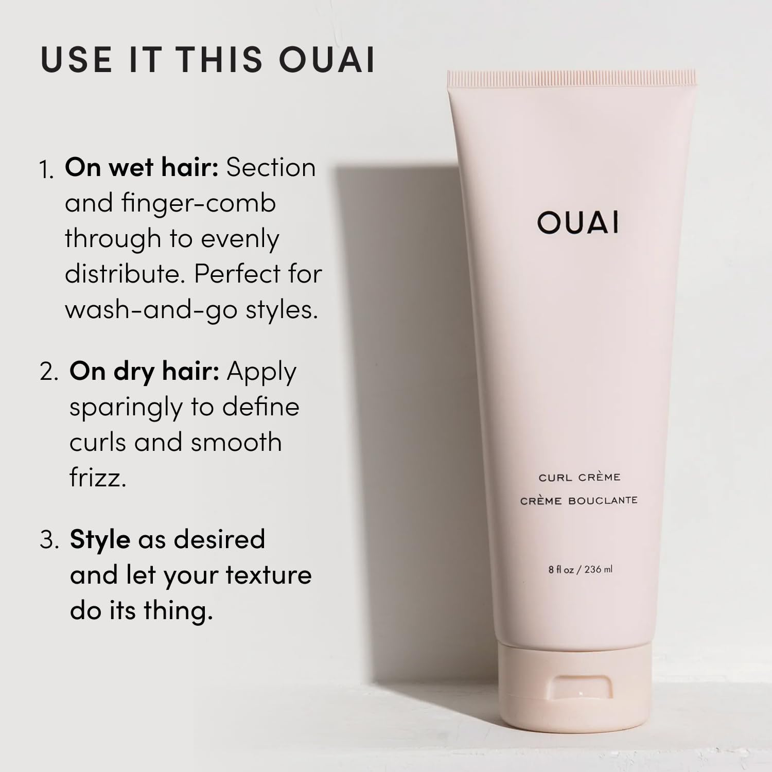 OUAI Curl Cream - Crafted Curl Defining Cream with North Bondi Fragrance, Indulgent Curly Hair Care Upgrade