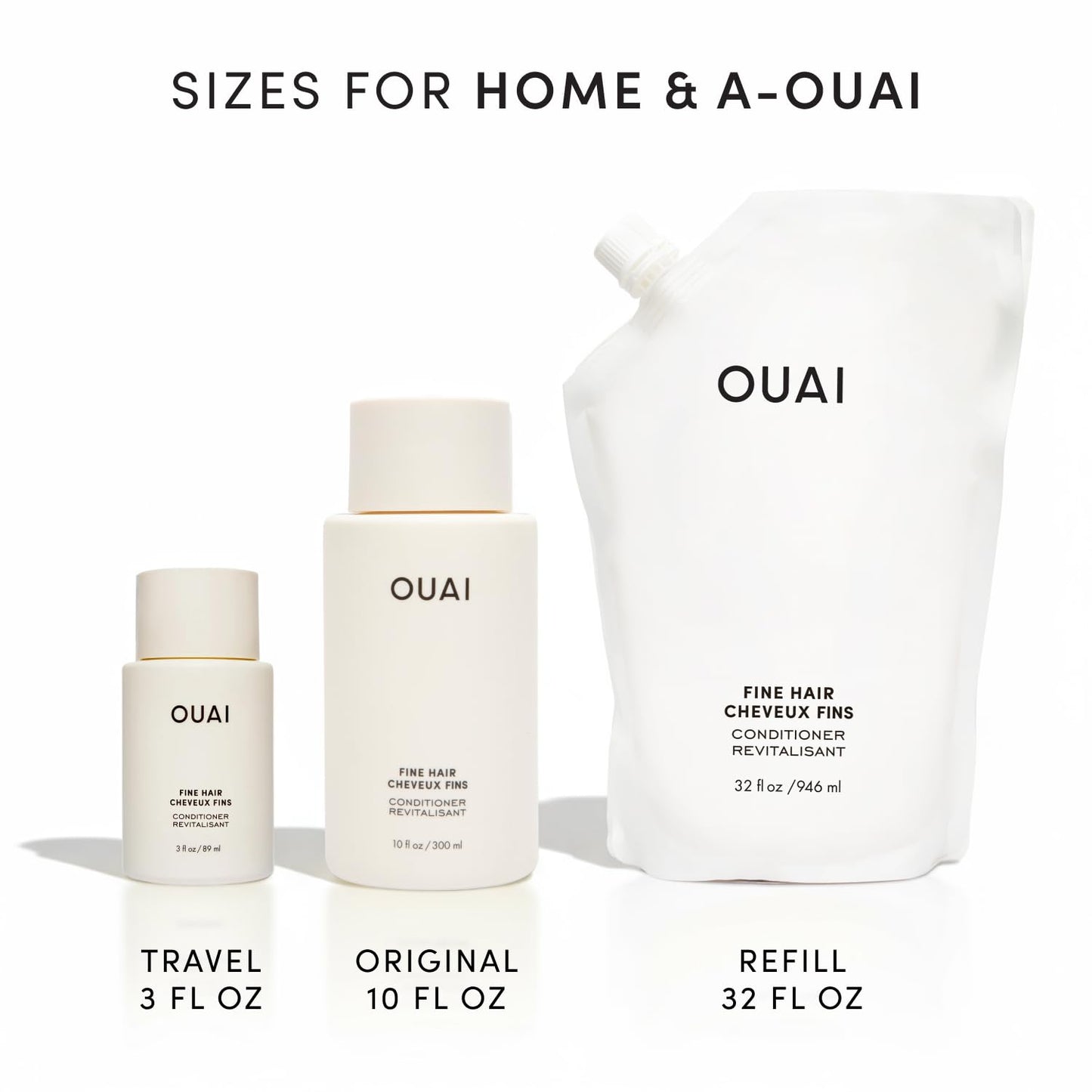 OUAI Fine Hair Conditioner - Effortless Volumizing Conditioner for the Intentional Vanity, 10 Oz