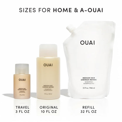 OUAI Medium Hair Shampoo - Refillable Designer Haircare for the Sophisticated Eco Conscious Bathroom