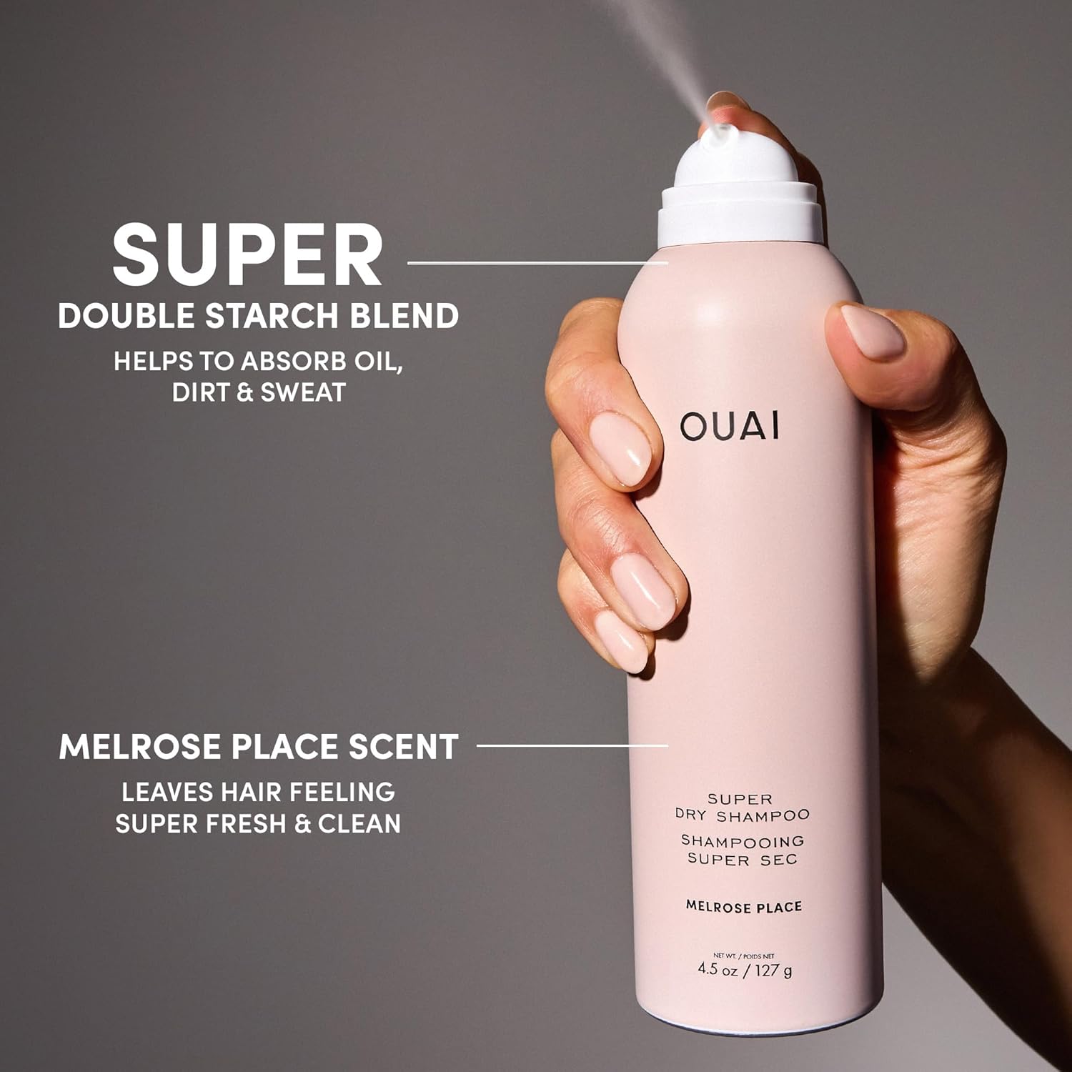 OUAI Super Dry Shampoo - Post-Workout Calm-Down Companion for the Locker Room, Volumizing Refresh 2 oz