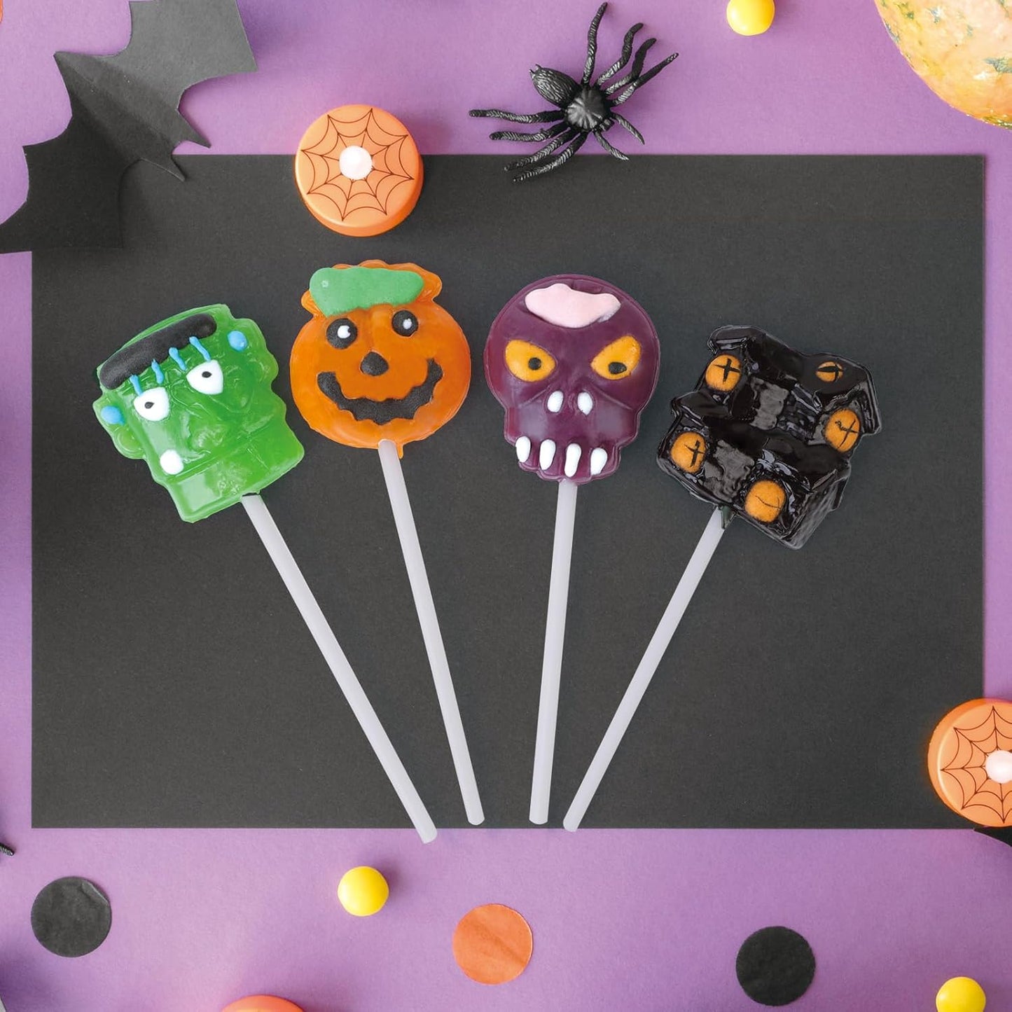 Outdoor Halloween Lollipops for Trunk or Treat Events - Individually Wrapped Monster Sucker Bulk Pack for Festival Booths