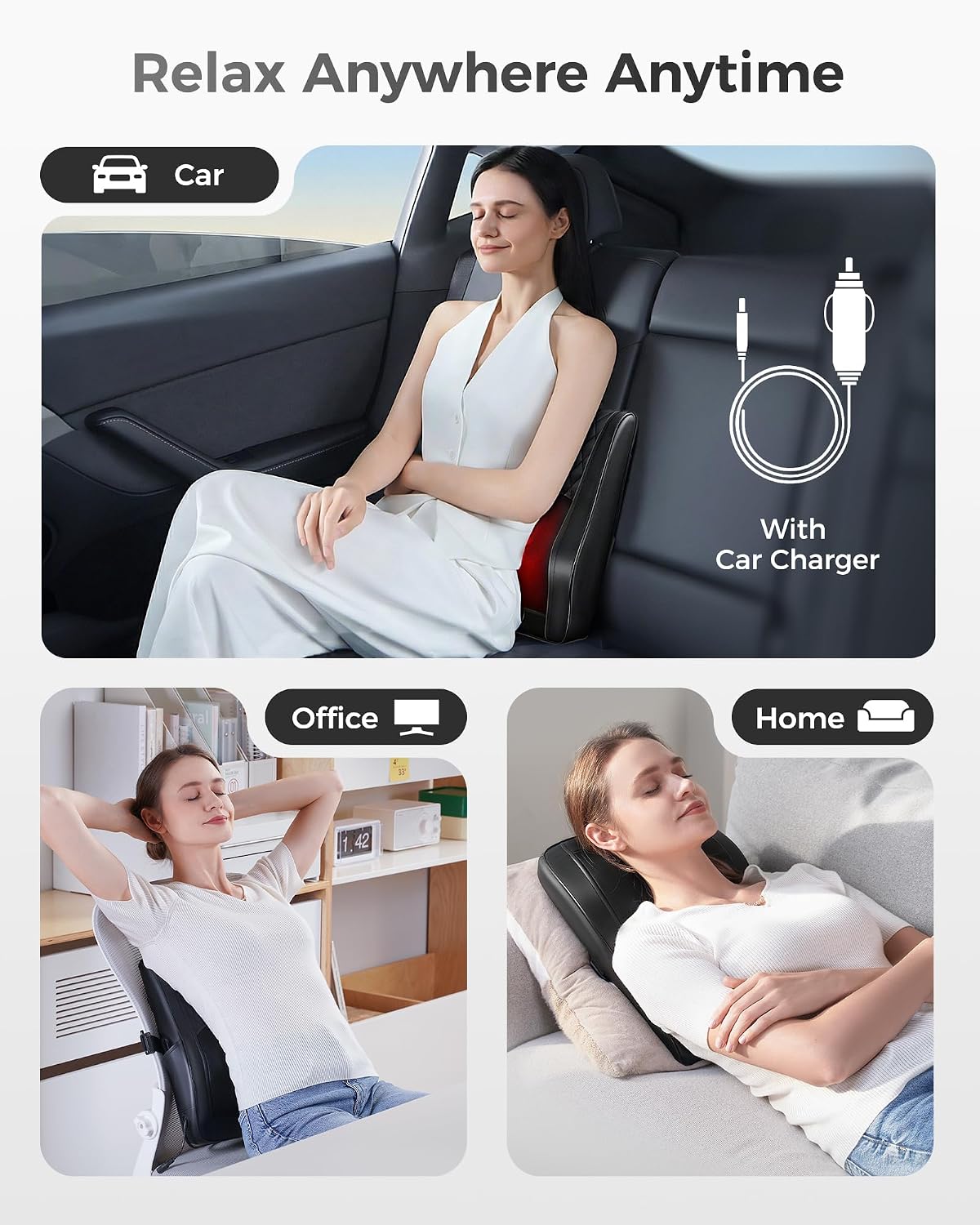 Boriwat Heated Massage Pillow, Housewarming Wellness Gift for Women and Men, Deep Kneading Heat Relief