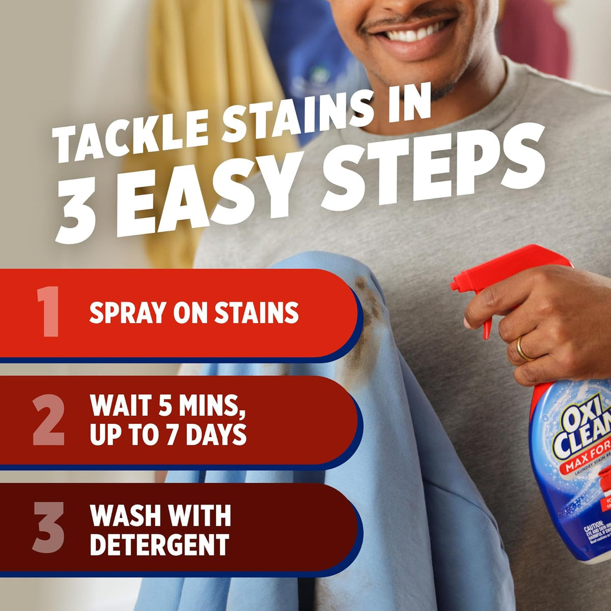 OxiClean Max Force Stain Remover Spray – No Bleach or Phosphates Pre-Treat for All Machine-Washable Fabrics, 48 fl oz Refill