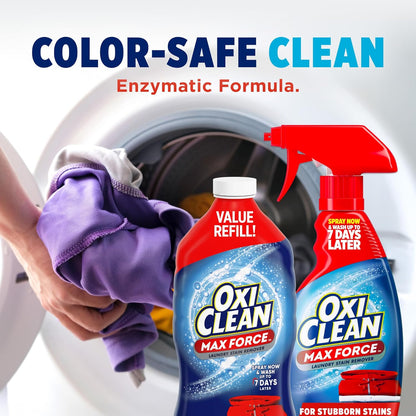 OxiClean Max Force Stain Remover Spray – No Bleach or Phosphates Pre-Treat for All Machine-Washable Fabrics, 48 fl oz Refill