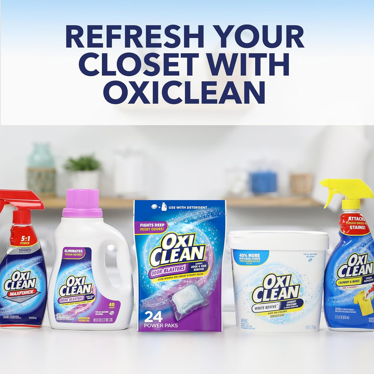 OxiClean Odor Blasters Power Paks – Post-Workout Laundry Detergent Booster for Active Wellness Routines, 24 Ct
