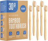 VIVAGO Compostable Bamboo Toothbrush – Holistic Bathroom Wellness Set for Adults, Medium Bristle 50 Count