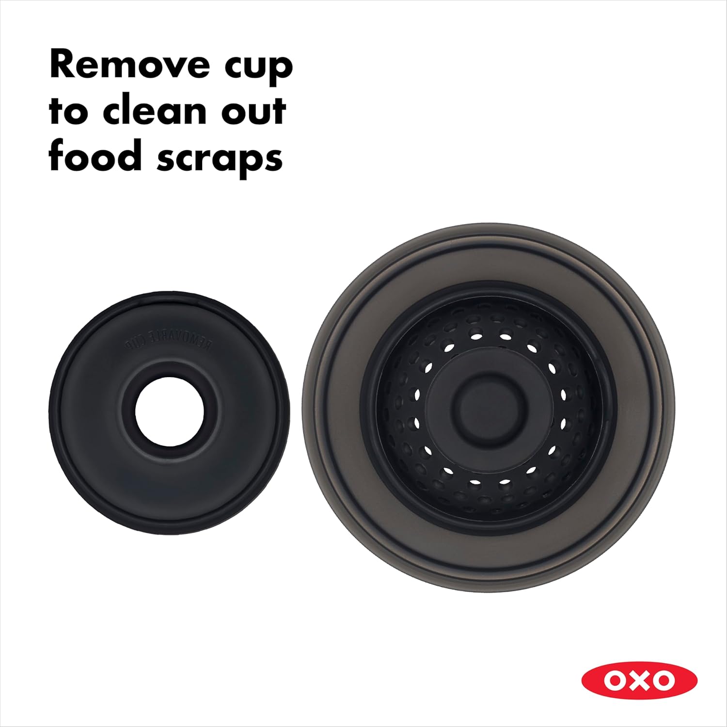 OXO Good Grips 2-in-1 Sink Strainer Stopper – No-Install Drain Cover for Safer Use Around Curious Kids and Pets