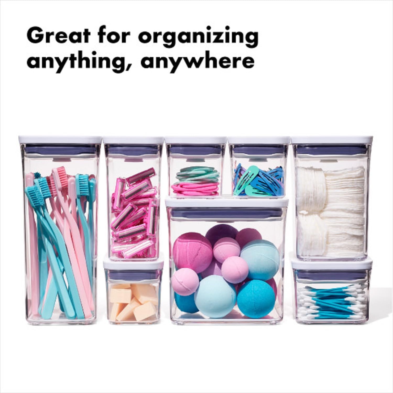 OXO Good Grips POP Container Bulk Set – Faster Pantry Restocking System, Clear Square Canisters with One-Touch Lids for Bulk-Buying Cooks