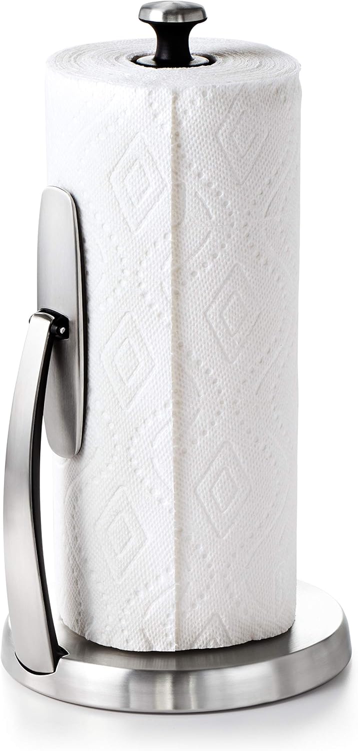 OXO Good Grips SimplyTear Paper Towel Holder Countertop – Designer-Friendly Utility Holder for Open-Concept Living Spaces