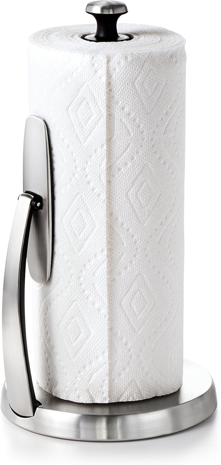 OXO Good Grips SimplyTear Paper Towel Holder Countertop – Designer-Friendly Utility Holder for Open-Concept Living Spaces