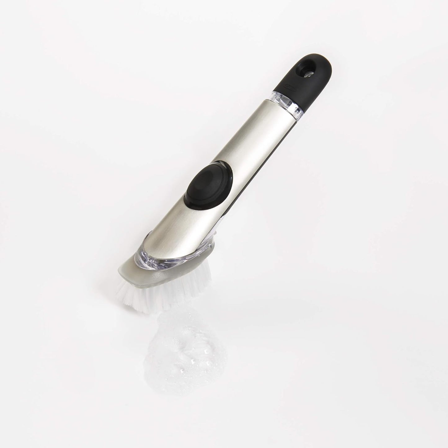 OXO Steel Soap Dispensing Dish Brush – Secure Wet-Grip Dish Brush for Assisted Living and Aging-Adult Kitchens