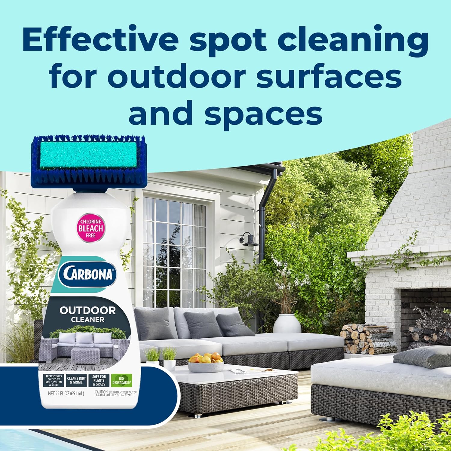 oxy-powered stain-removing formula targeting mold, mildew, algae, dirt, and grime