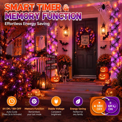 OZS 2-Pack Halloween String Lights – Outdoor Party Mood Set, Timer and Twinkle Function
