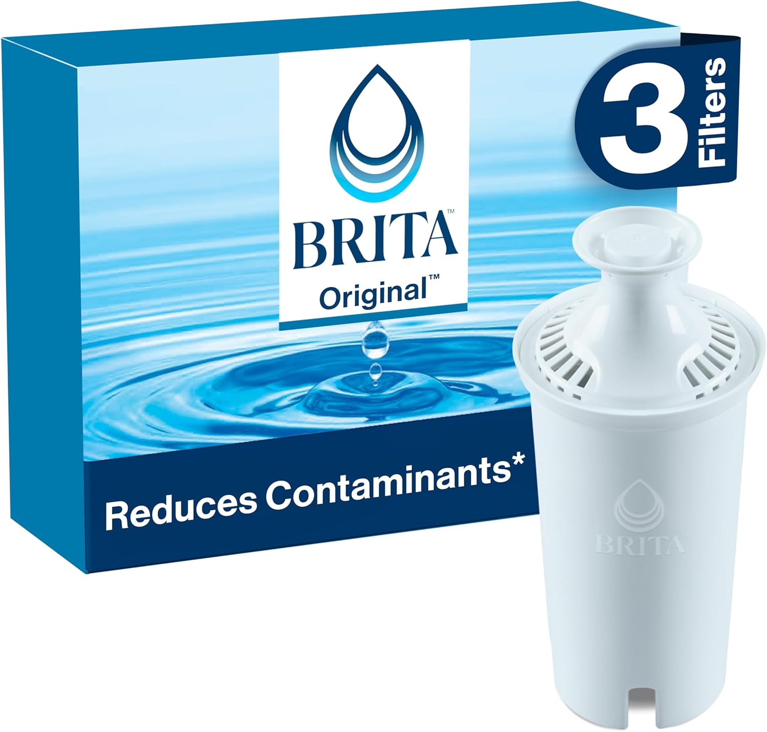pack of 3 replacement filters compatible with all brita pitchers and dispensers (except stream)
