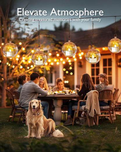 pack options of 4 (with hanging lantern cups), 8, or 12 lights for scalable coverage