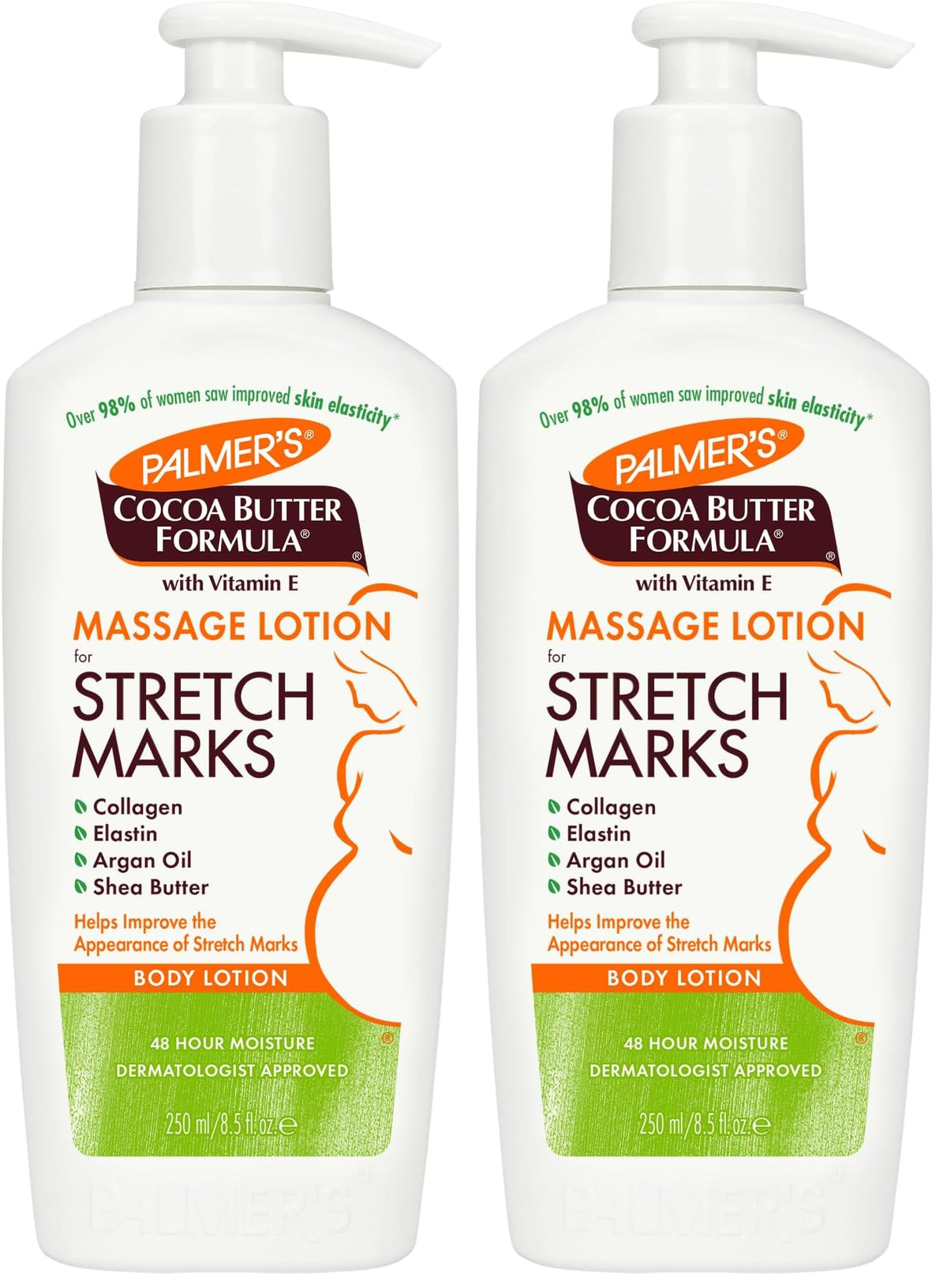Palmer&amp;#39;s Cocoa Butter Formula Massage Lotion with Collagen and Elastin | For Stretch Marks | Pregnancy Skin Care | With Argan Oil and Shea Butter | 8.5 oz Pack of 2