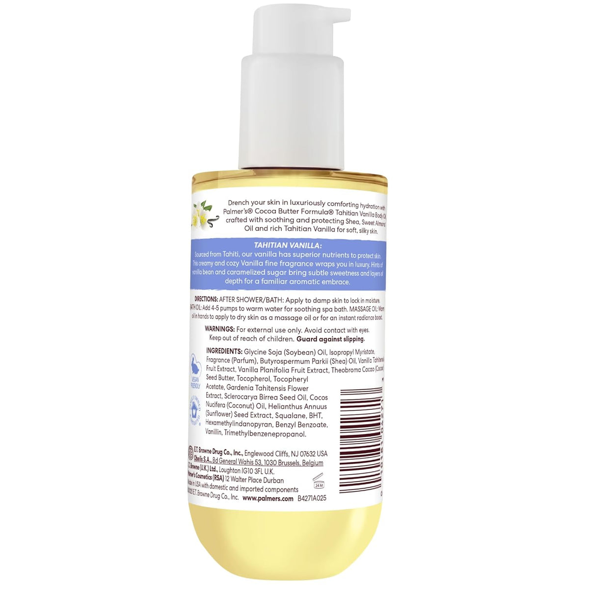 Palmer's Cocoa Butter Formula Body Oil with Tahitian Vanilla – Warm Vanilla Scented Oil for Meditation and Yoga Space, 6.5 Oz