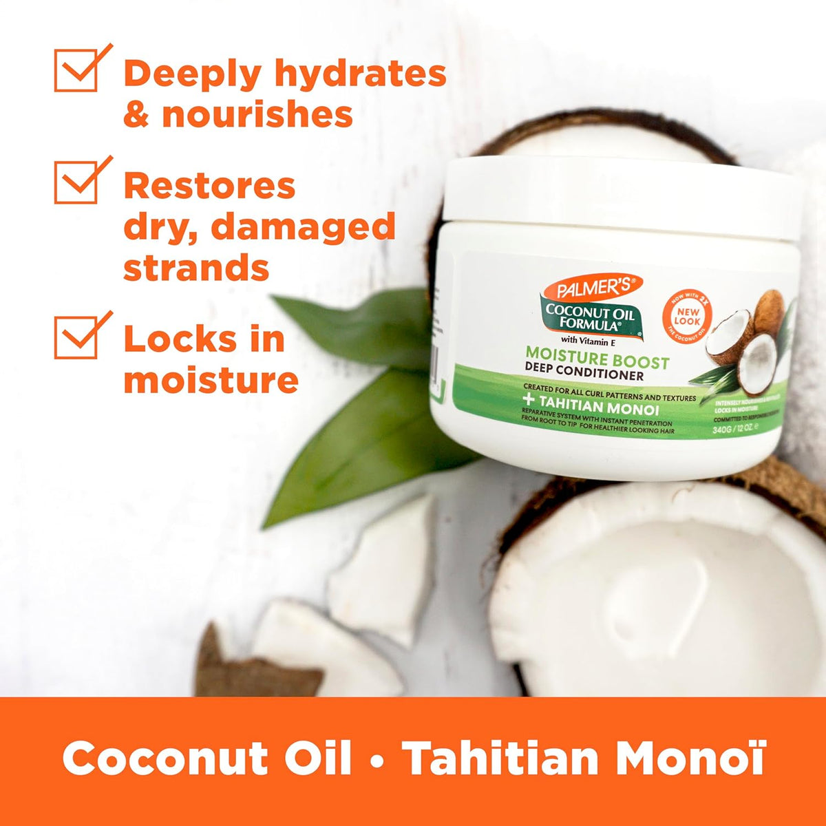 Palmer's Coconut Oil Formula Deep Conditioner for Women — Weekly Self-Care Hair Ritual, 12 Fl Oz Moisture Boost Treatment
