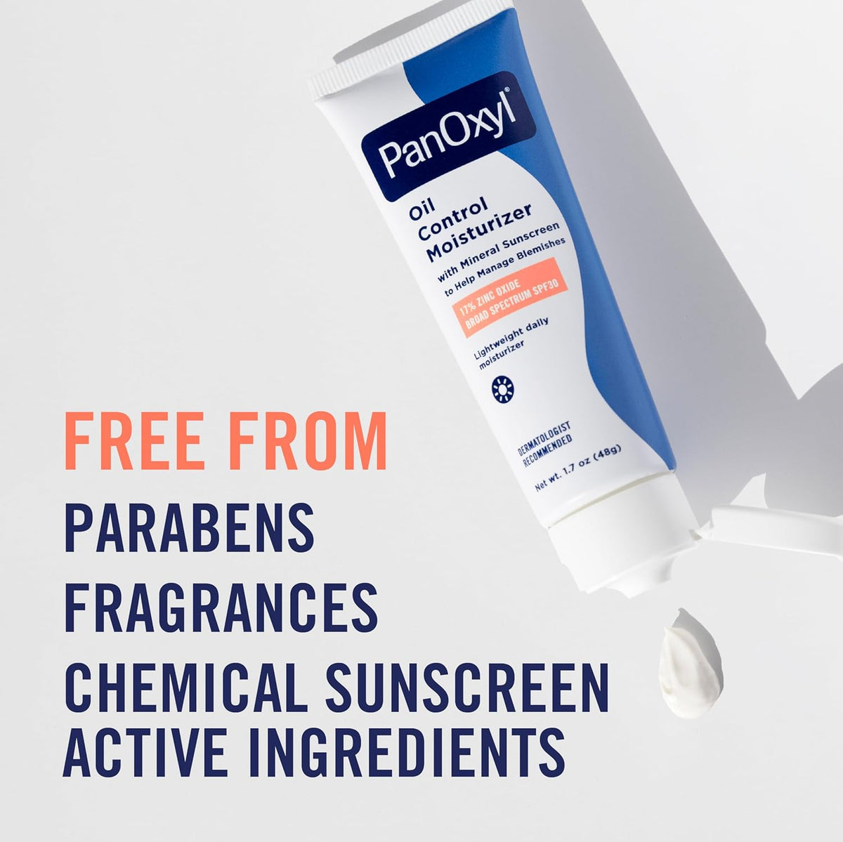 PanOxyl AM Oil Control Moisturizer – Non-Comedogenic Sun Protection for Benzoyl Peroxide and Retinoid Users, SPF 30
