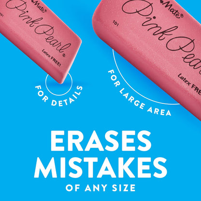 Paper Mate Erasers 12 Count Pink Pearl – Child Safe Smudge Free Pencils Erasers for Nursery and Elementary