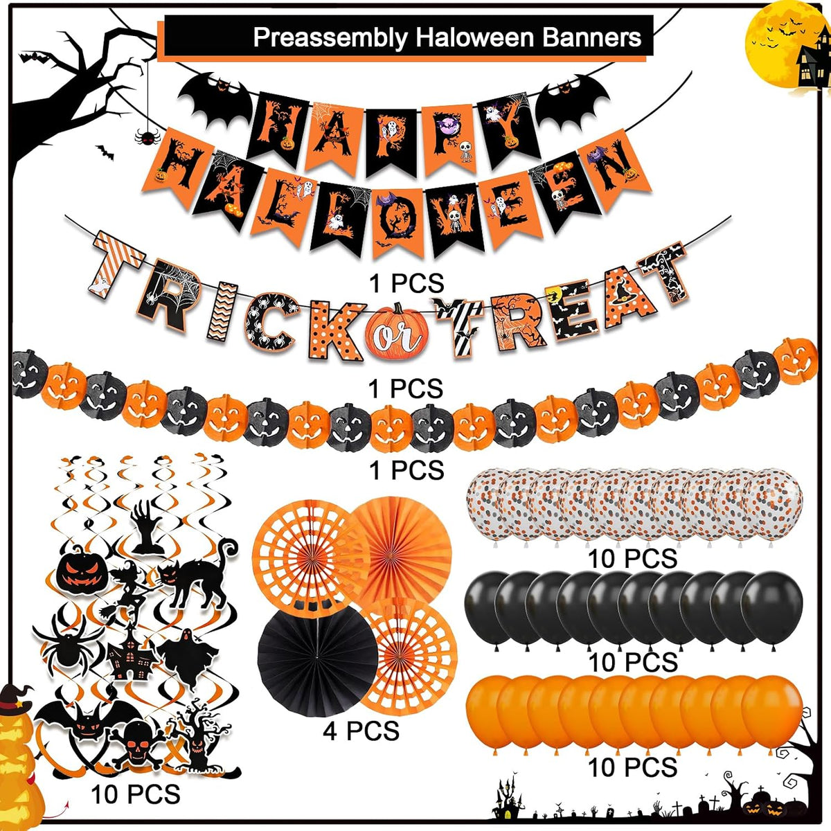 paper pumpkin lantern garland banner (147.5-inch)